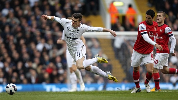 Gareth Bale tackled during the game