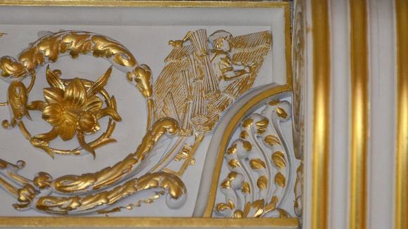 Baroness Thatcher's signature - a thatcher - is hidden among the gold leaf in the Terracotta Room.