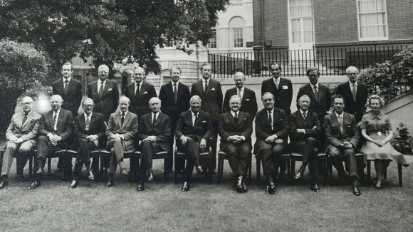 Margaret Thatcher (bottom right) sitting as Education and Science Secretary in Edward Heath's cabinet.