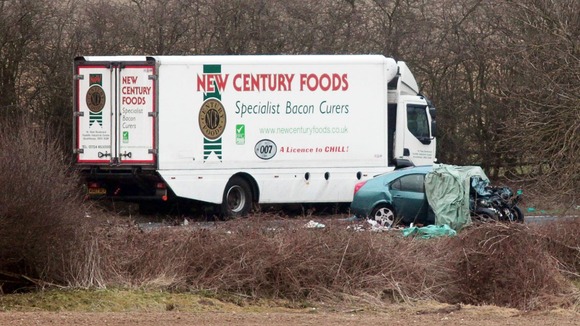 The scene of the crash in Grimsby yesterday