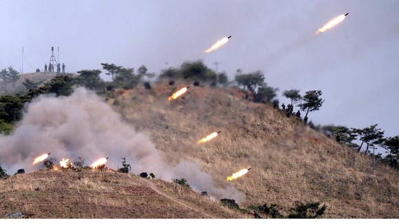 The North Korean army conducts a military exercise, according to the (North) Korean Central News Agency.