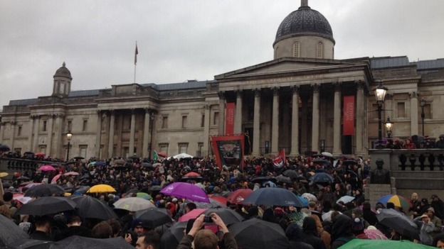 Protesters chanted anti-Thatcher slogans