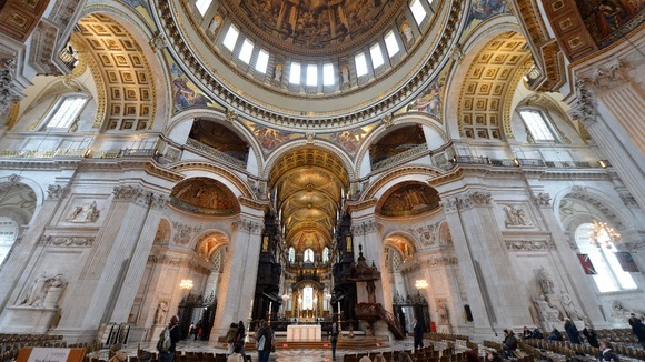 A general view of the altar inside St Paul's Cathedral, where Baroness Thatcher's funeral will take place.