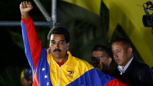Nicolas Maduro celebrates after the official results gave him victory