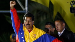Nicolas Maduro celebrates after the official results gave him victory 