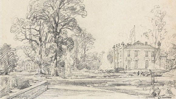 Constable's pencil sketch of Coleorton Hall