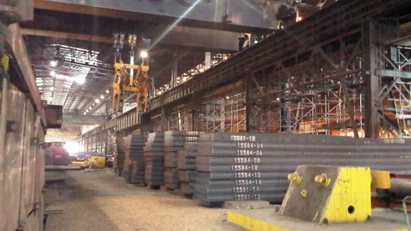 Slabs of steel made at Redcar blast furnace