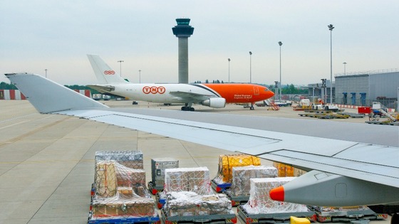 Cargo aircraft at Stansted's freight terminal