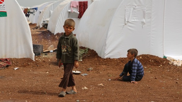 The Azaz refugee camp near the Bab Al-Salama border crossing between Turkey and Syria.
