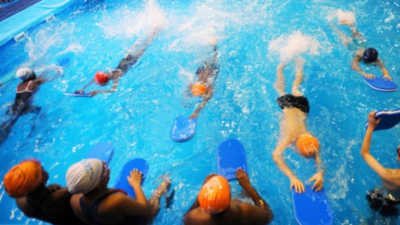 The portable pool will be used to give children swimming lessons.