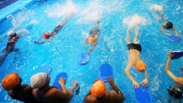 The portable pool will be used to give children swimming lessons.