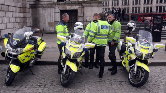 Police outside St Paul's Cathedral in London.