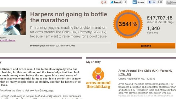 Sam Harper Brighouse is believed to have suffered a cardiac arrest during the Brighton marathon.
