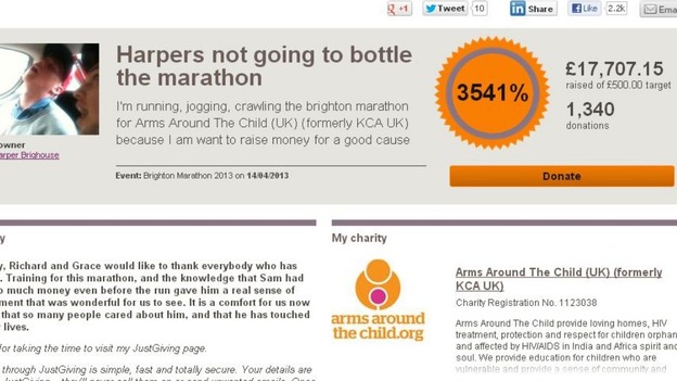 Sam Harper Brighouse is believed to have suffered a cardiac arrest during the Brighton marathon.