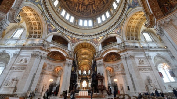 A general view of the altar inside St Paul's Cathedral, where Baroness Thatcher's funeral will take place.