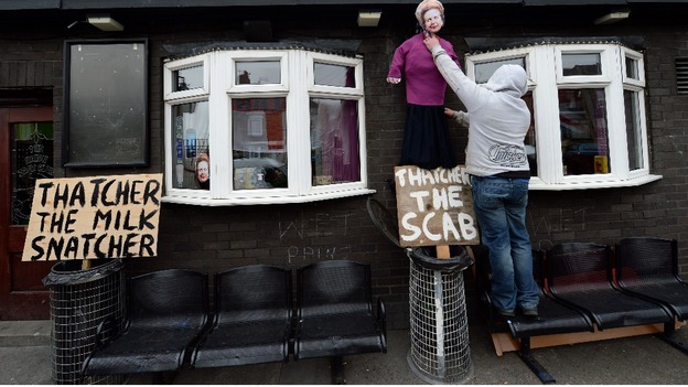 'Thatcher the scab' a protest in Leeds.