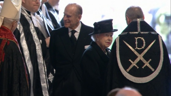 The Queen and Duke of Edinburgh arrive at St Paul's for Lady Thatcher's funeral.