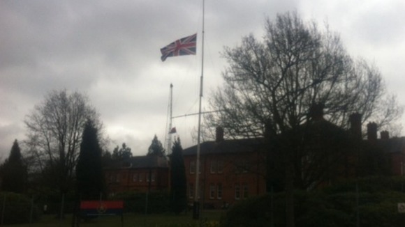 The Union flag flies at half mast in Aldershot Credit: ITV News Meridian