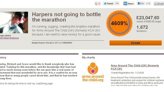 Sam Harper Brighouse is believed to have suffered a cardiac arrest during the Brighton marathon.