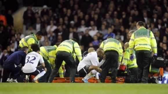 Medical teams tending to Bolton Wanderers' Fabrice Muamba following his collapse on the pitch at White Hart Lane in 2012.