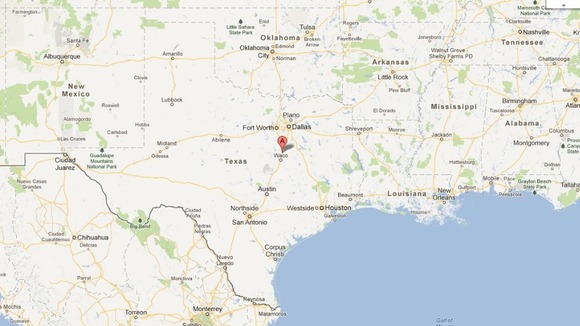 West in central Texas (marked 'A')