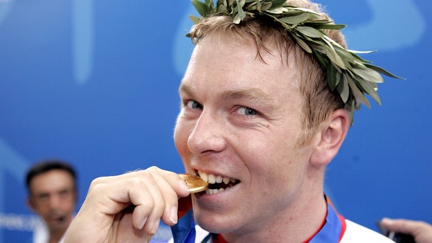 The Olympian celebrates another Gold at the London 2012 Olympics.