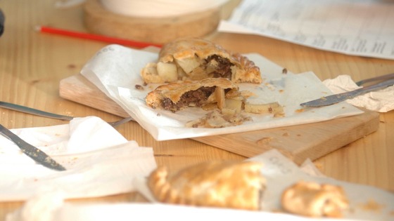 Half-eaten pasty at the World Pasty Championships in Cornwall