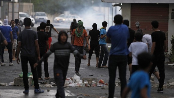 Tear gas was fired at anti-government protesters in the village of Diraz, west of Manama