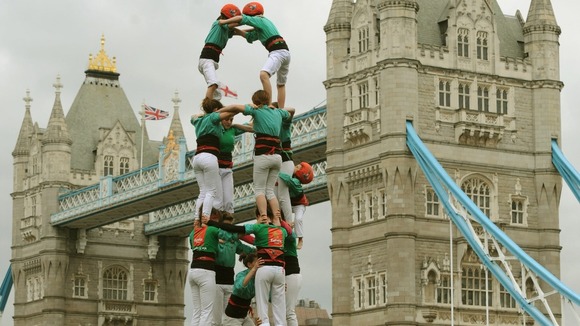 Human tower at Tower Bridge