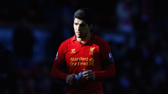 Liverpool's Luis Suarez seen shortly after he bit Chelsea's Branislav Ivanovic