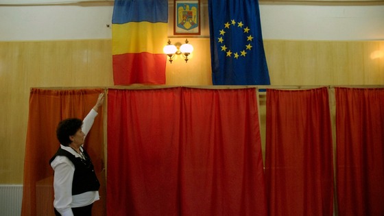 Parliamentary elections polling booths in Romania.