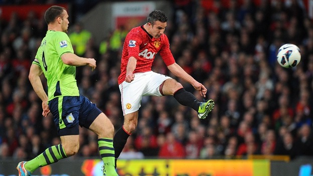 Robin Van Persie scores for Manchester United at Old Trafford