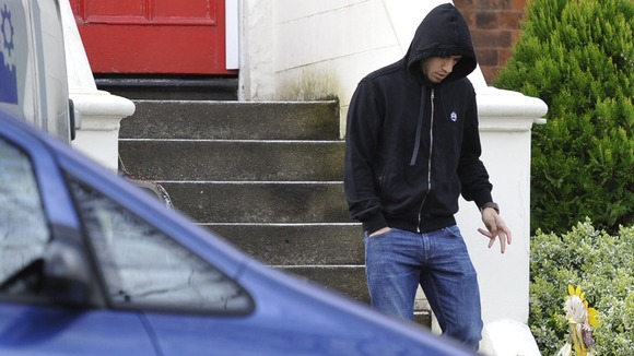 Luis Suarez is seen in Liverpool on Monday