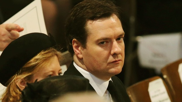 George Osborne pictured at Baroness thatcher's funeral.
