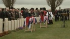 The coffins of the two soldiers are draped with Union Jack flags at their funerals