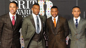 Marvin Humes, Oritse Williams, Jonathan " JB" Gill and Aston Merrygold of JLS