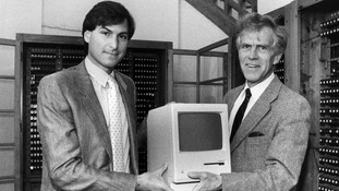 Steve Jobs (left) with the Apple Macintosh