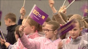 Children waving flags