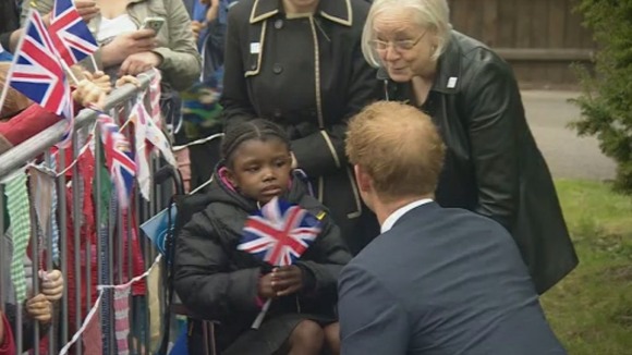 Aaliyah Brown, 6, was the first person Prince harry greeted.