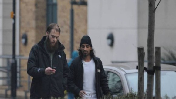 Surveillance image of Richard Dart and Imran Mahmood.