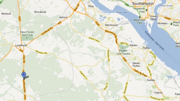 The accident happened on the A337 where the blue marker shows.
