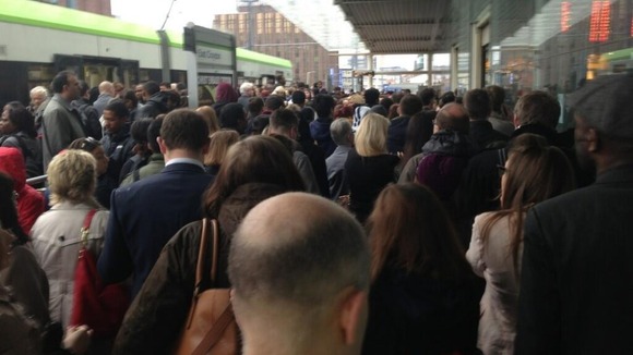 Commuters wait at East Croydon