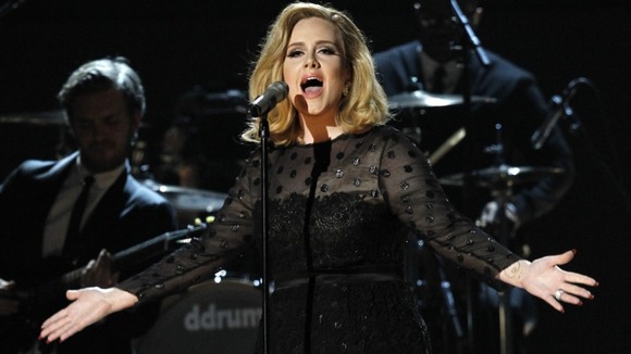 Adele performing 'Rolling in the Deep' at Grammy Awards in Los Angeles