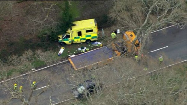 Two people have died after an ambulance hit a tree in Hampshire.