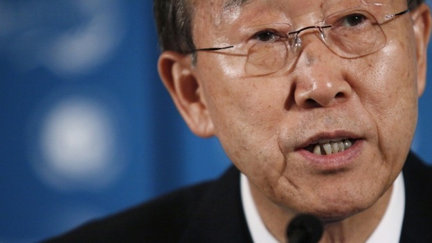 Ban Ki-Moon says the fragile ceasefire means initially 300 monitors have to be sent in