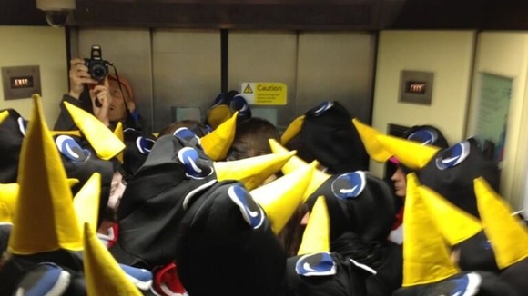 Penguins in a lift