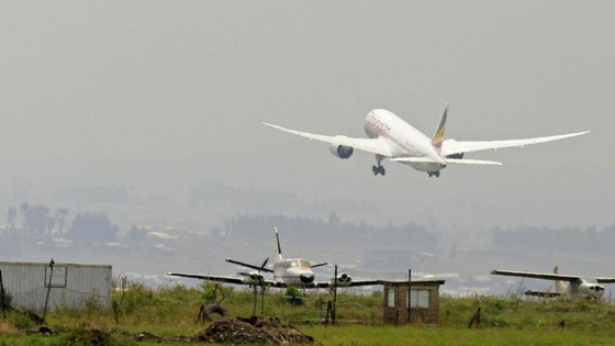 Ethopian Airwlines' 787 Dreamliner takes off from Bole International Airport in Ethiopia’s capital Addis Ababa