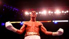 Anthony Ogogo celebrates his second round stoppage win against Kieron Gray