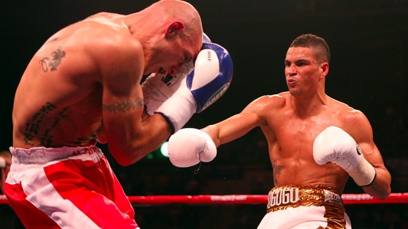 Anthony Ogogo (right) in action during his victory over Kieron Gray