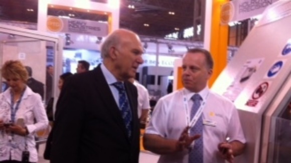Vince Cable MP, talking to manufacturing exhibitors in the Midlands